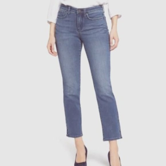 NYDJ Sheri Slim Cropped Jeans With Riveted Side Slits, Size 8 - Picture 1 of 6